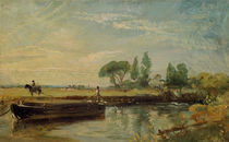 A Barge below Flatford Lock von John Constable