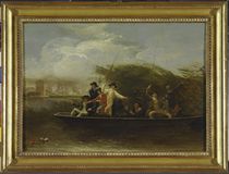 The Fishing Party - a Party of Gentlemen fishing from a Punt von Benjamin West