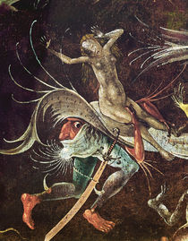 The Last Judgement, detail of a Woman being Carried Along by a Demon von Hieronymus Bosch