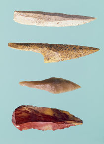 Four Flint Tools, Upper Paleolithic Period by Prehistoric