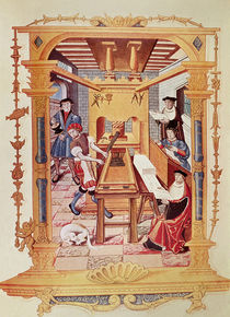 Interior of a 16th century printing works von French School