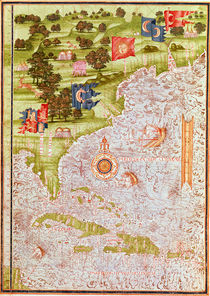 F.52v Map of Florida and the Antilles by Guillaume Le Testu