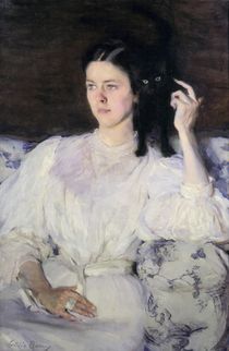 Sita and Sarita, or Young Girl with a Cat von Cecilia Beaux