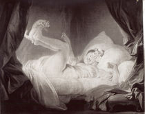 La Gimblette or Young Girl Making her Dog Dance on her Bed von Jean-Honore Fragonard