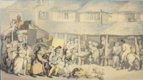 The Arrival of the Stage Coach at the Sun Inn by Thomas Rowlandson