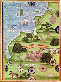 Fol.34v Map of Australia, from 'Cosmographie Universelle' von Guillaume Le Testu