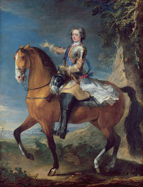 Equestrian Portrait of Louis XV at the age of thirteen by C. & Van Loo, J. B. Parrocel