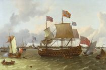The Three-Master 'Britannia' in Rotterdam by Ludolf, I Backhuysen
