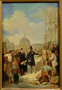 Study for Napoleon III Visiting the Works at the Louvre von Nicolas Louis Francois Gosse