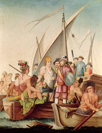 The Arrival of Hernando Cortes in Mexico by Spanish School