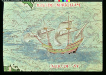 F.41v A Caravel, detail from 'Cosmographie Universelle' by Guillaume Le Testu