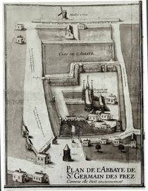 Map of the Abbey of Saint-Germain-des-Pres von French School