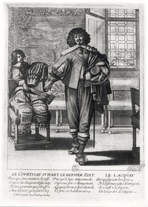 Courtier following the last royal edict in 1633 and his lacquey by Abraham Bosse