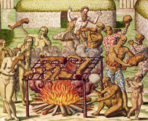Scene of cannibalism, from 'Americae Tertia Pars...' von Theodore de Bry
