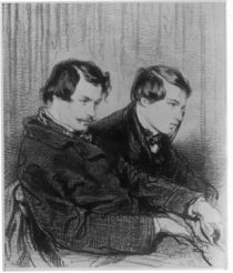 Edmond de Goncourt and Jules de Goncourt in a box at the theatre von Paul Gavarni