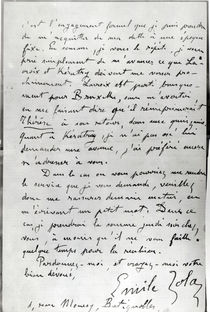 Letter from Zola to Edouard Manet 1868 von Emile Zola