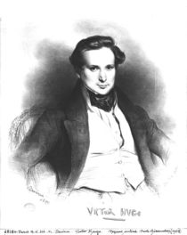 Portrait of Victor Hugo , engraved by Charles Etienne Pierre Motte 1829 von Eugene Deveria
