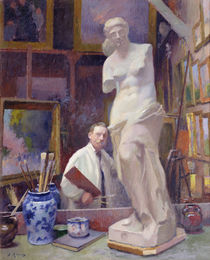 Ernest Renoux in his Studio von Jules Ernest Renoux