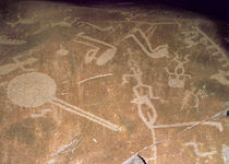 Carved petroglyph depicting figures von Karelian
