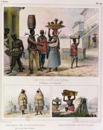 The Iron Collar, Negroes Working in the Rain and Carrying Tiles von Jean Baptiste Debret