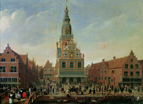 View of the Weighhouse and the Cheese Market at Alkmaar by Dutch School