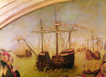 St. Auta Altapice, detail of a galleon from the central panel von Master of the St. Auta Altarpiece