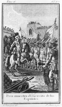 Hernando Cortes Reviewing his Troops von F. Marti