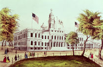 City Hall, New York, engraved by Nathaniel Currier by American School