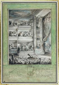 The Crowning of Voltaire at the Theatre Francais by Gabriel de Saint-Aubin