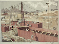 Laying the Foundations for the Eiffel Tower by Eugene Grasset