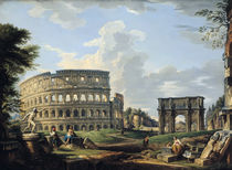 The Colosseum and the Arch of Constantine von Giovanni Paolo Pannini or Panini