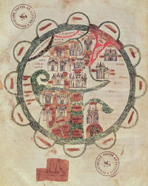 Ms 782 f.374v World map with Jerusalem in the centre von French School