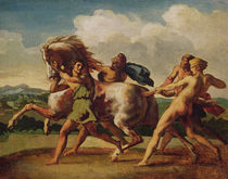 Slaves stopping a horse, study for 'The Race of the Barbarian Horses' von Theodore Gericault