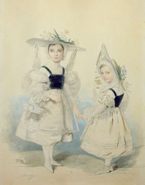 Portrait of the Grand Princesses Olga and Alexandra in Fancy Dress von Pyotr Fyodorovich Sokolov