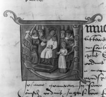 Ms Lat 5969 Historiated initial 'A' depicting the trial of Joan of Arc von French School