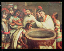 First Baptism of the Indians by the Dominicans von Mexican School