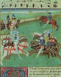 Ms 527 f.5v Teaching Knights to Joust by French School