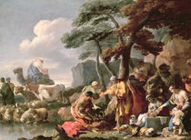 Jacob burying the false gods under the oak by Shechem by Sebastien Bourdon