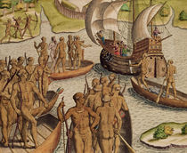 'The Lusitanians send a second Boat towards me' by Theodore de Bry