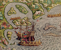 The Arrival and Disembarkation on the American Coast von Theodore de Bry