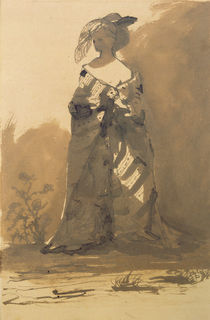 Woman Wearing an Overcoat and a Feathered Hat von Victor Hugo
