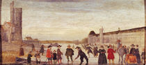 Skaters on the Seine in 1608 by Flemish School