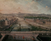 View of Place Dauphine and the Seine by French School