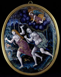 Oval plaque depicting Adam and Eve Expelled from Paradise von French School