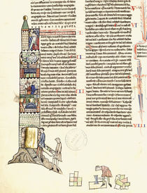 Ms 21 f.167v Construction of a Tower by French School