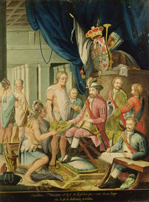 Montezuma Declares his Allegiance to the King of Spain before Cortes by Spanish School