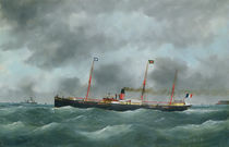 Cargo Steamship Flying the Flag of the Le Havre Peninsular Company by French School