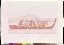 Dugout canoe piloted by natives of New Zealand von French School