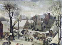 The Census at Bethlehem, detail of the houses and fortifications von Pieter the Elder Bruegel