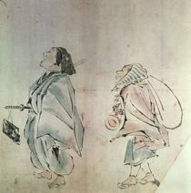 Samurai being followed by a servant von Hanabusa Itcho